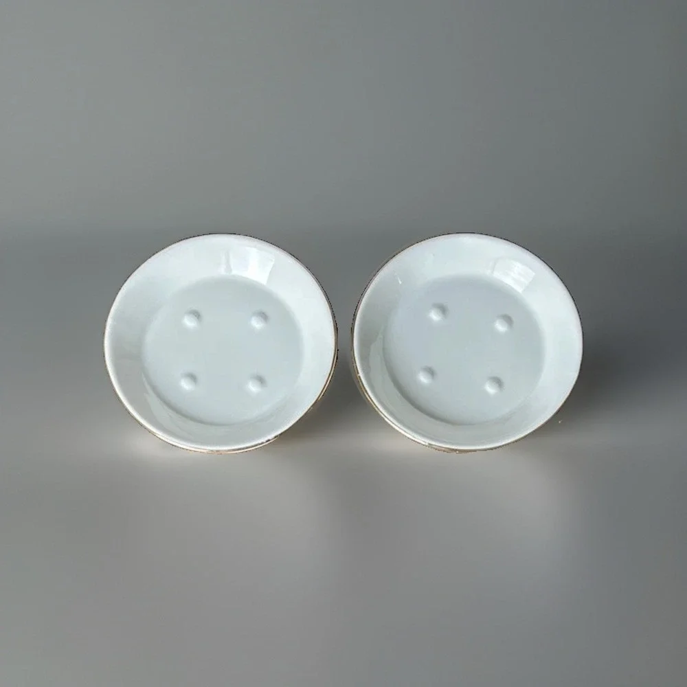 Vintage Kleine Wolke White Porcelain Soap Dish Gold Trim Lot of 2 Germany